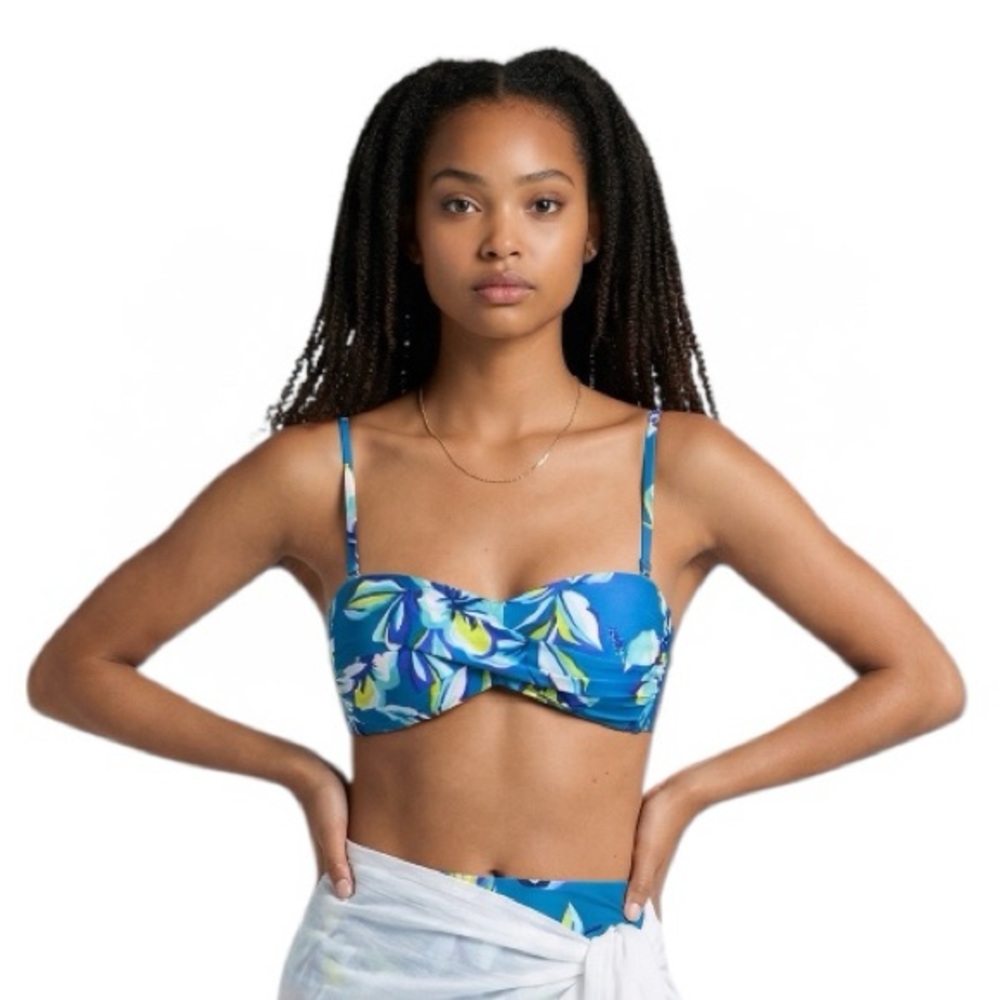 La Blanca Convertible Island Goddess Orchid Slide Bandeau Bikini Top Sz 16 NWT